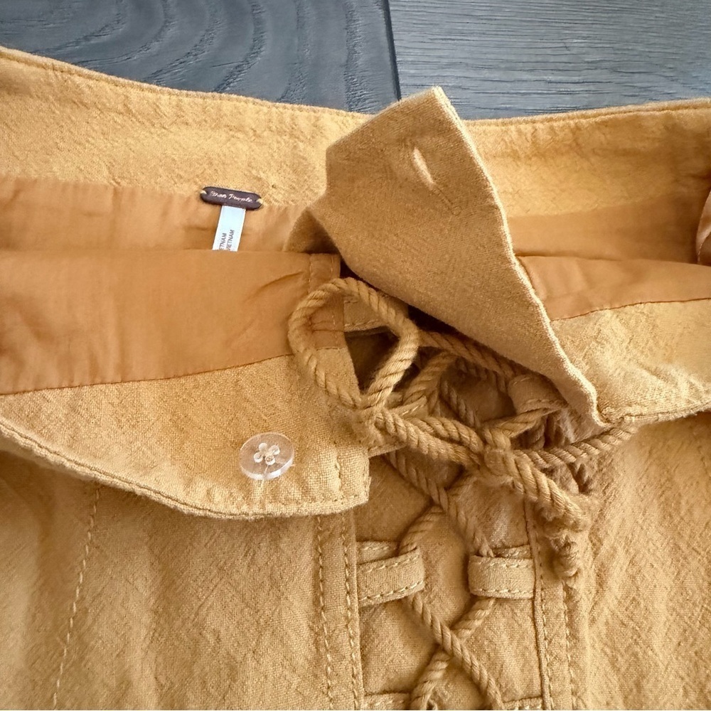 Free People Mustard Lace-Up Mini Skirt Size XS - Picture 10 of 10